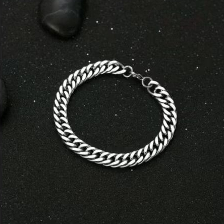 Gelang Tangan Rantai Cowok Pria 5mm Titanium Steel Stainless Anti Karat Ori