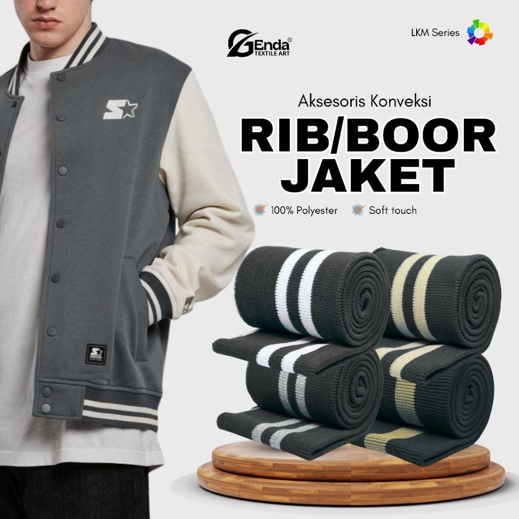 Kain rib bur abu tua polyester premium lembut tabal ealastis