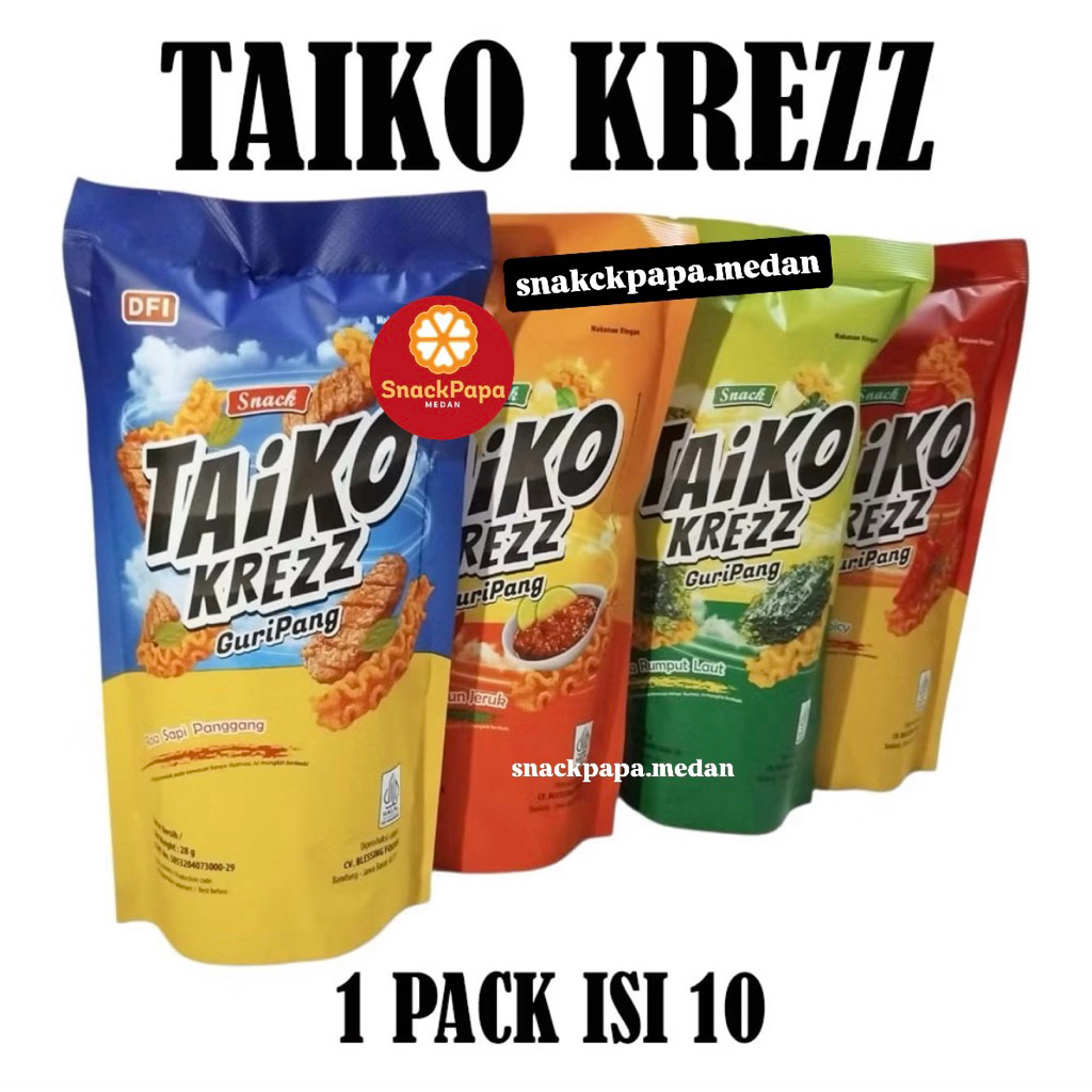 SNACK VIRAL TAIKO KREZZ GURIPANG [1 POUCH @28G] | TAIKO KREZZ GURIPANG RUMPUT LAUT | TAIKO KREZZ PED