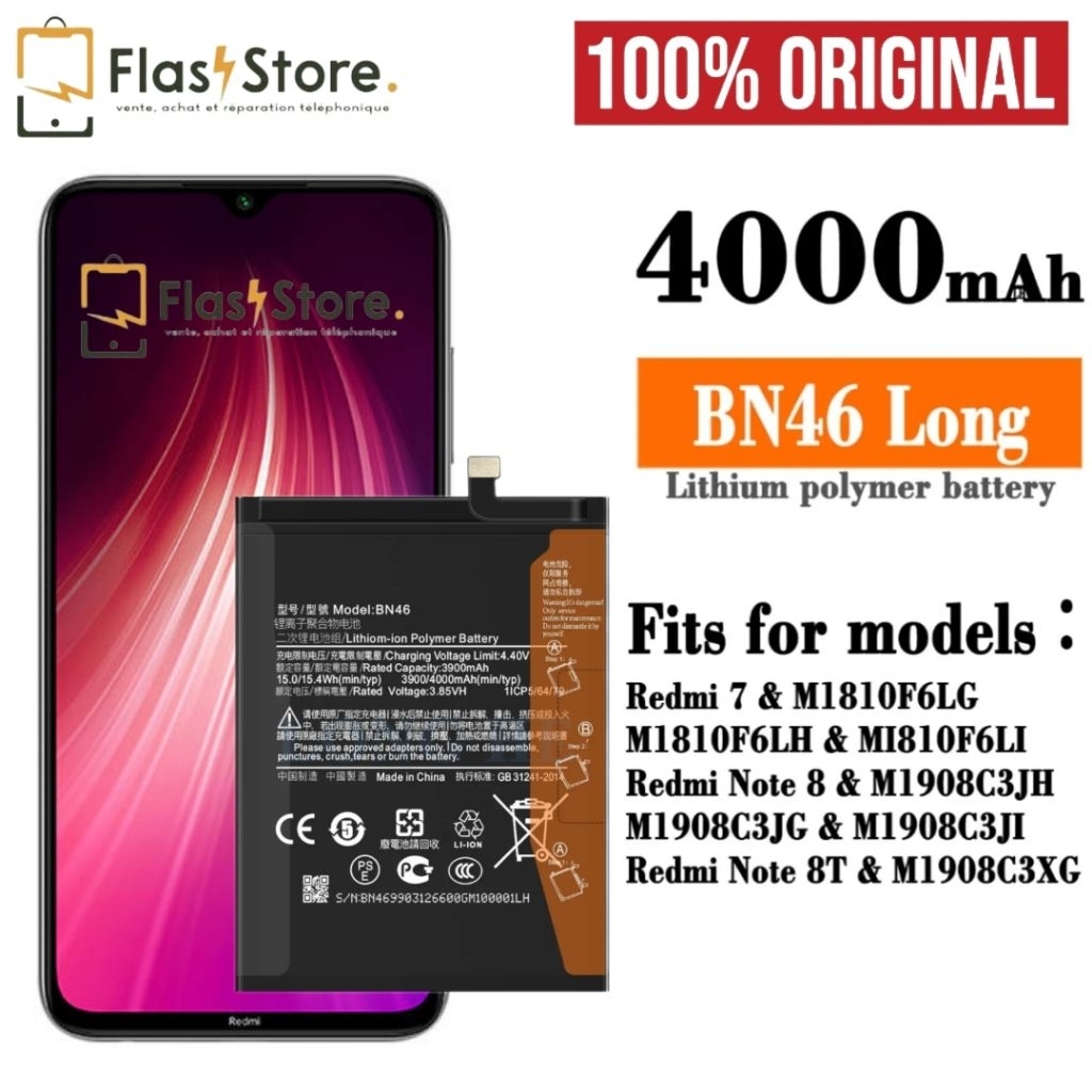 BATTERY BATRE BATRAI BATERAI XIAOMI REDMI NOTE 8 / BN 46 / BN46 100% ORIGINAL