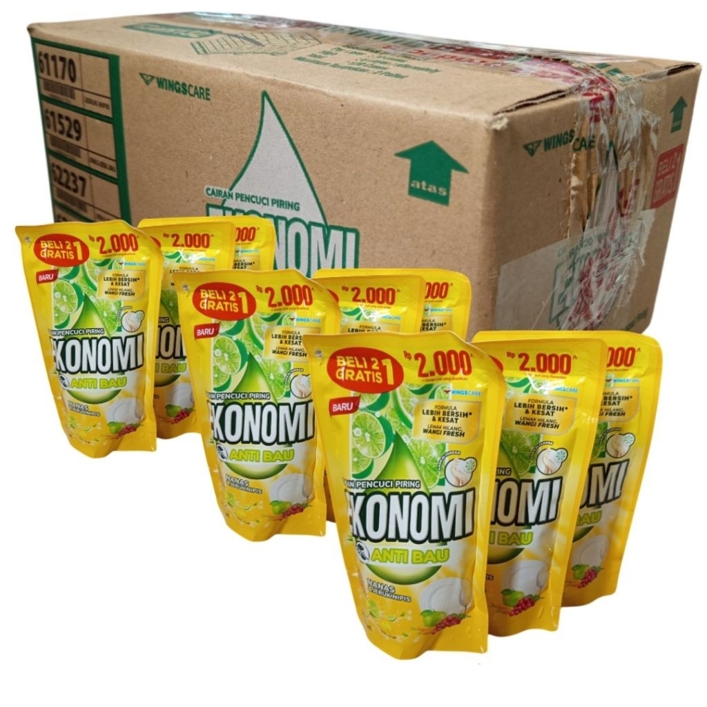 ( 9pcs ) Ekonomi 2000 Sabun Cuci Piring Cair Aroma Jeruk Nipis / Nanas 105ml