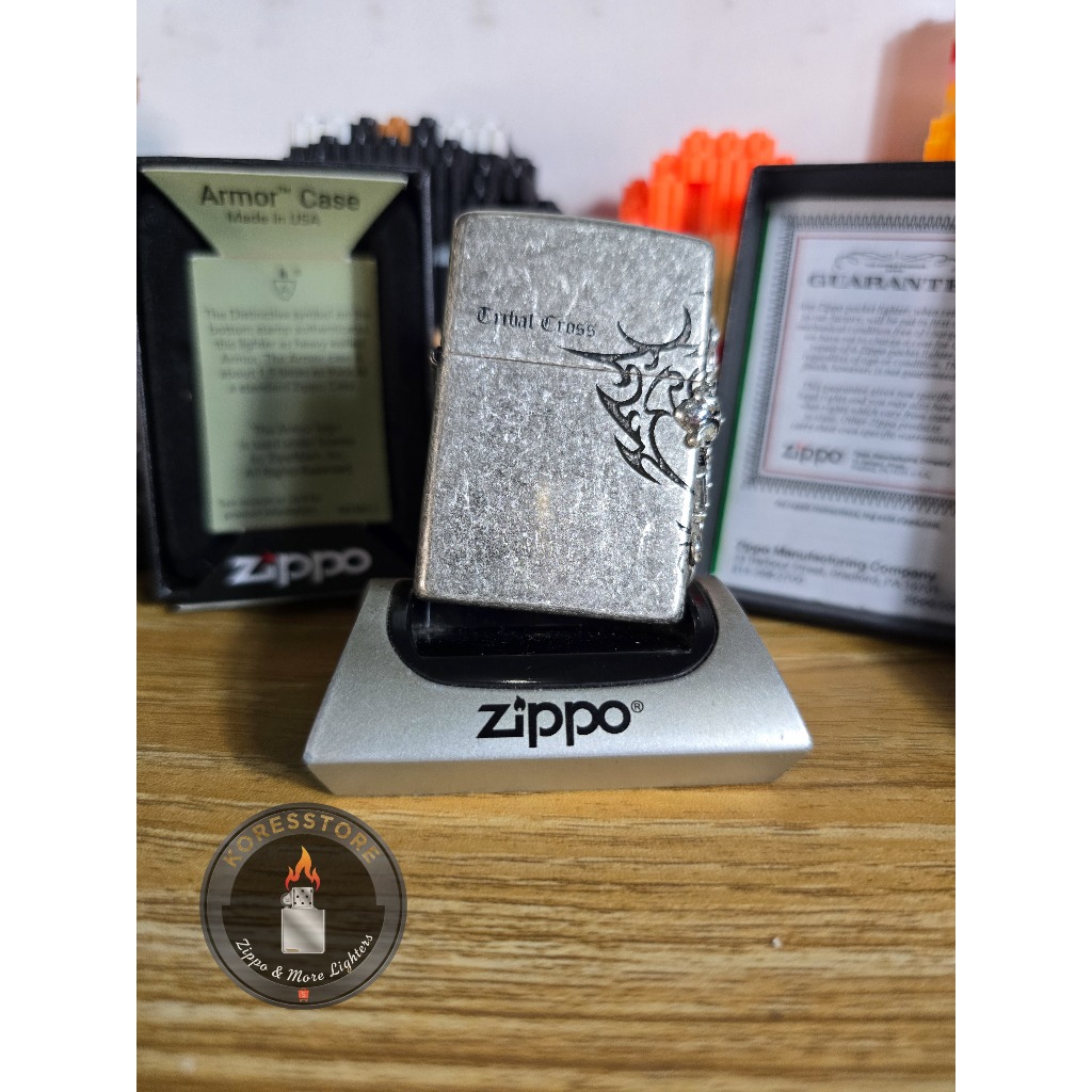 ZIPPO ORIGINAL CROSS TRIBE SILVER VINTAGE LOOK EDITION MADE IN USA