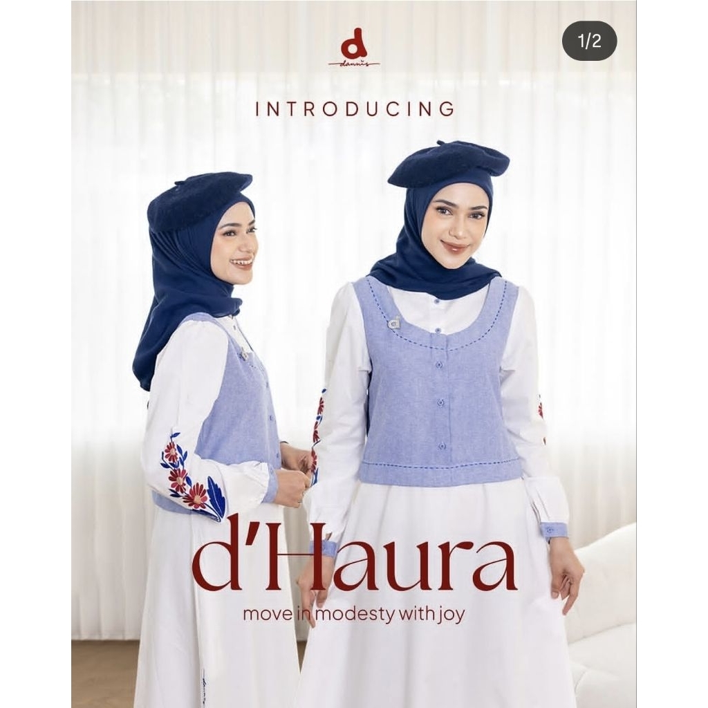 Abaya Dannis Haura Putih Denin 2026