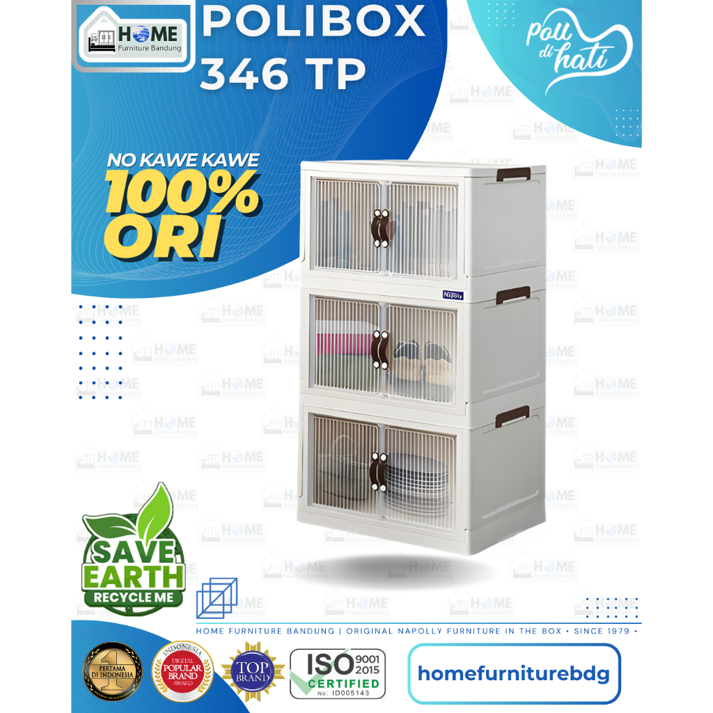 Napolly POLIBOX 346 / Lemari Plastik Lipat - Rak Plastik Lipat 4 Susun / Furniture Minimalis, Esteti