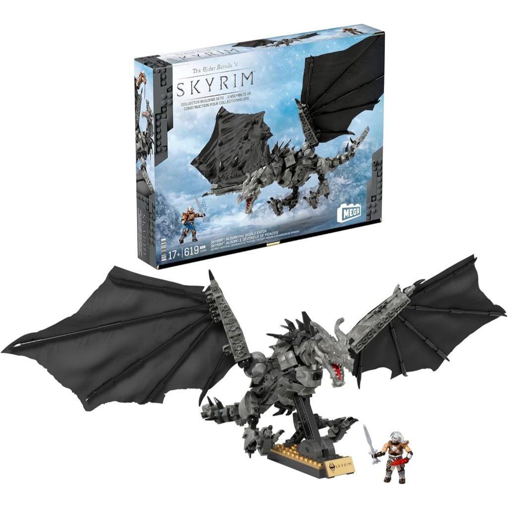 ​MEGA Skyrim Action Figures Building Toys, Alduin The World Eater with 619 Pieces