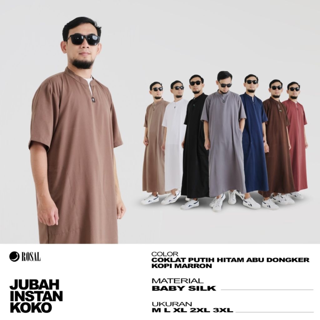 Jubah Instan Koko ROSAL | Jubah Sholat Pria Praktis | Jubah Koko Pria Muslim