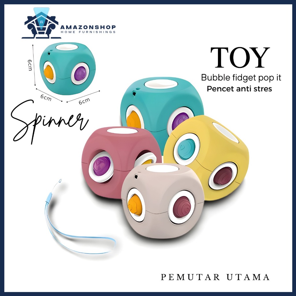 (LC) New 3 in 1 Rotating Cube Magic Fidget Simple Dimple Spinner