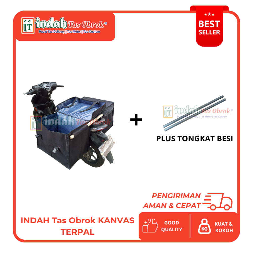 INDAH Tas Obrok - [PAKET HEMAT] TAS KANVAS ANTI AIR + TONGKAT BESI