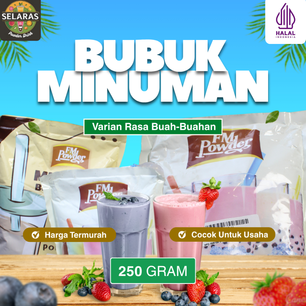 FM POWDER 1 KG | BUBUK MINUMAN PREMIUM VARIAN RASA BUAH-BUAHAN | BUBUK MINUMAN BOBA DAN KEKINIAN