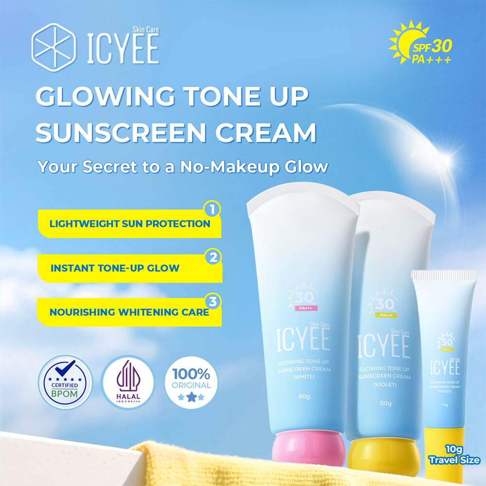 [NO-MAKEUP SECRET] ICYEE GLOWING TONE UP SUNSCREEN CREAM SPF30 PA+++ 80g | Instan Mencerahkan Kulit 