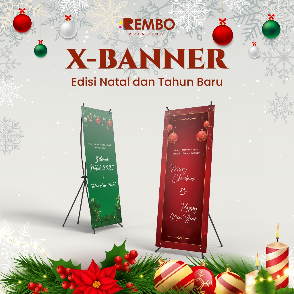 X - BANNER NATAL / CETAK X - BANNER / STAND BANNER / STANDING BANNER NATAL DAN TAHUN BARU