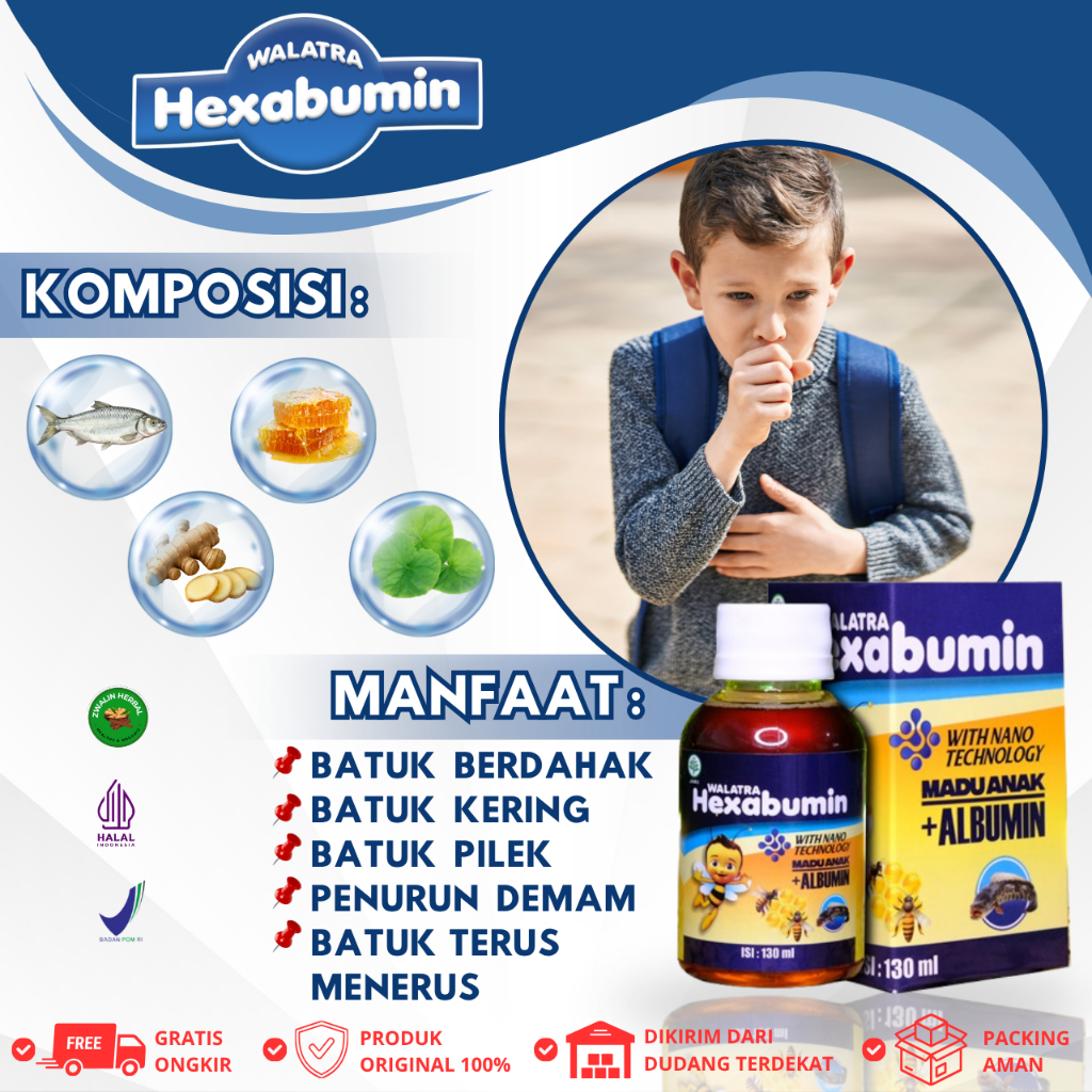 Obat Batuk Berdahak Anak - Batuk Pilek - Batuk Berdarah - Madu Herbal Batuk Berdahak Anak - Hexabumi