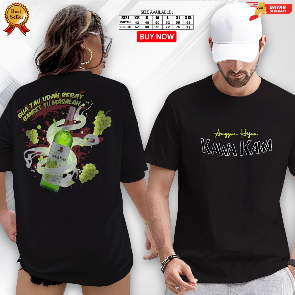 kaos gambar ANGGUR HIJAU KAWA KAWA - kaos pria lengan pendek - ukuran M.L.XL.XXL kaos kerah bulat be