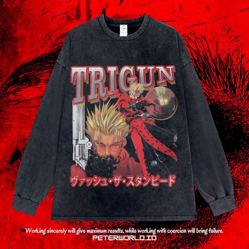 Kaos Trigun Long sleeve Oversize Washing Vintage Tee | Kaos Oversized | Kaos Long sleeve | Kaos Wash