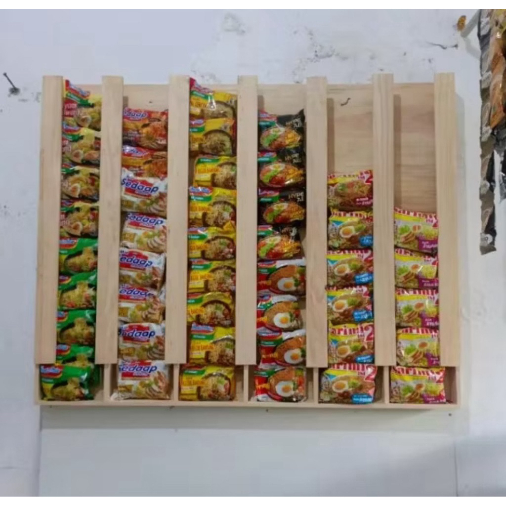 Display Mie Instan/Display warmindo/rak indomie kayu