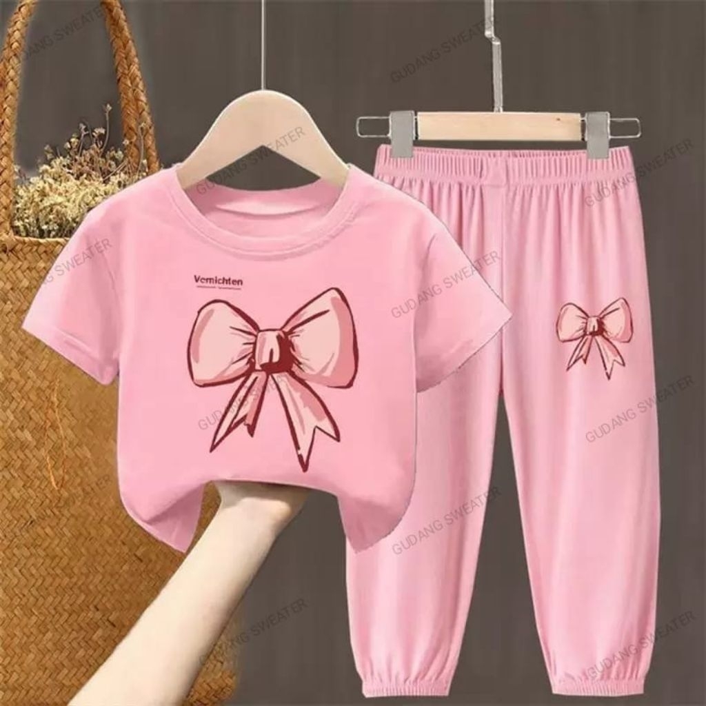 Setelan Joger Anak Perempuan 1-10 th Celana Joger dan Kaos Oblong PITA