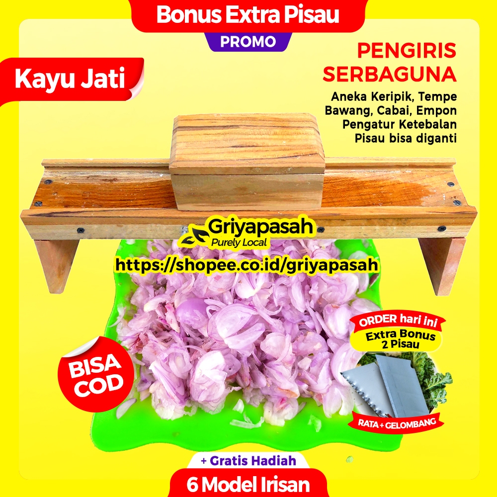 GRIYAPASAH Alat Iris Bawang Merah Bawang Putih Bawang Bombay Hasil Super Tipis Tanpa Listrik