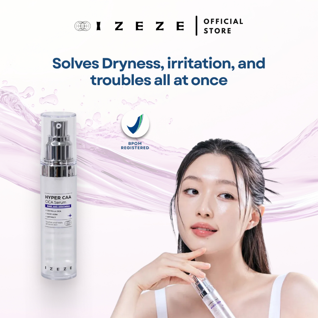 IZEZE Hyper CAA Cica Serum 30ml - Serum Perawatan Kulit Sensitif, Meredakan Kemerahan & Menutrisi