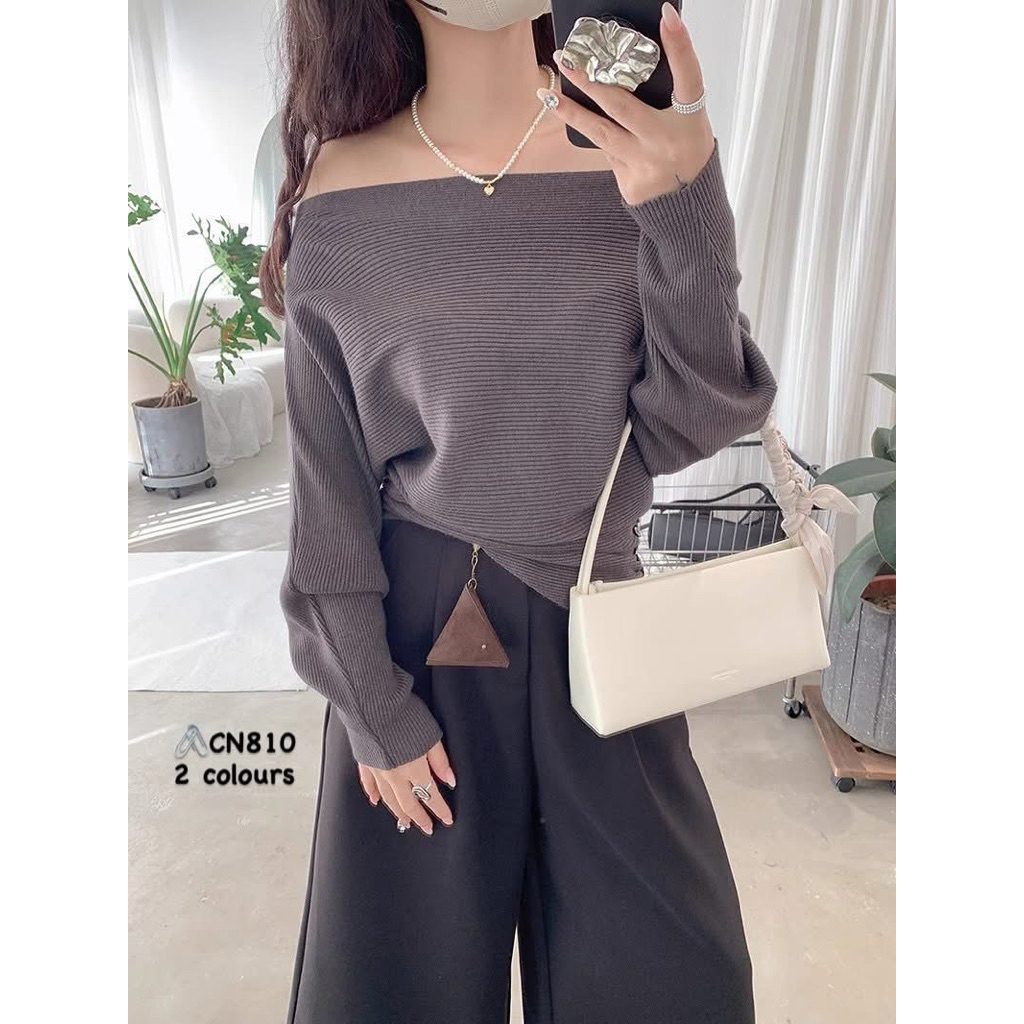 BOAT NECK KNIT TOP RECOMENDED READY STOCK CN810