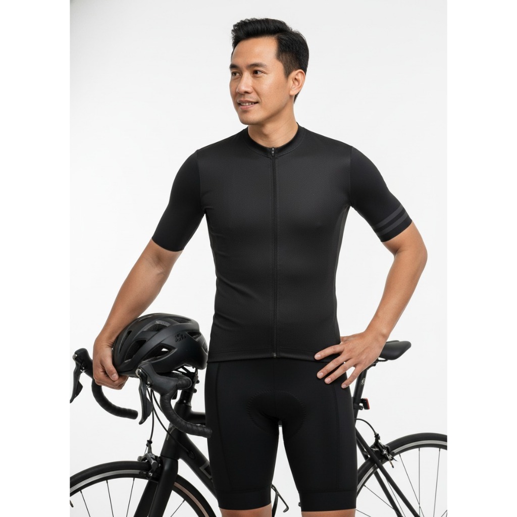BAJU JERSEY SEPEDA AERO ROADBIKE POLOS / KAOS SEPEDA POLOS - hitam