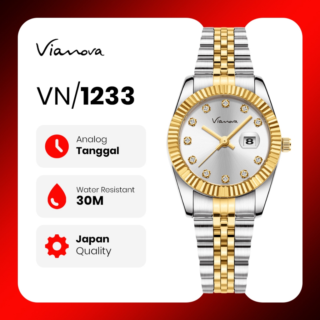 VIANOVA - Jam Tangan Wanita Kecil Original Anti Air 1233 Standard Jepang Jam Tangan Cewek