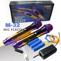 Microphone Professional Wireless Mic Double Fleco M-32/M-32S Single Jack Besar include Mikrofon