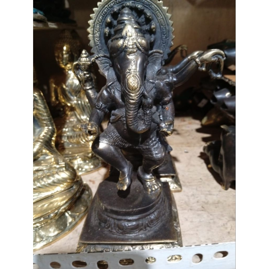 Patung sri ganesha berdiri logam 25cm