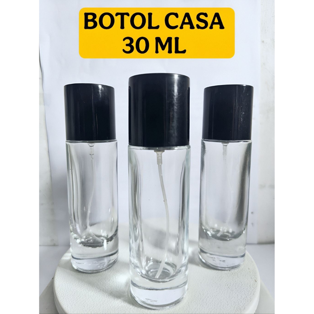 BOTOL PARFUM CASA KOSONG 30ML BOTOL BENING TUTUP HITAM | BOTOL PARFUM KOSONG 30 ML DRAT