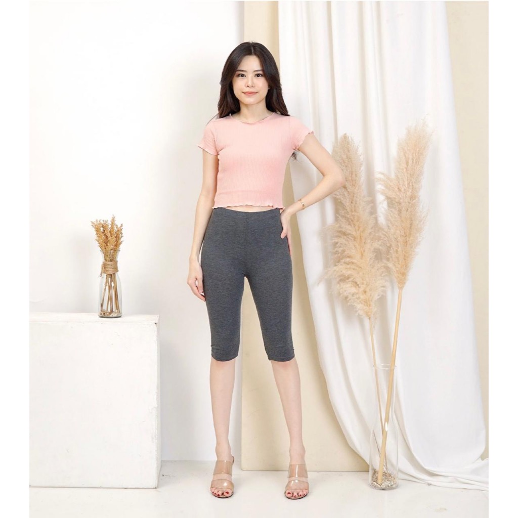 Legging Pendek 3/4 Wanita Dewasa Kaos Soft Rayon