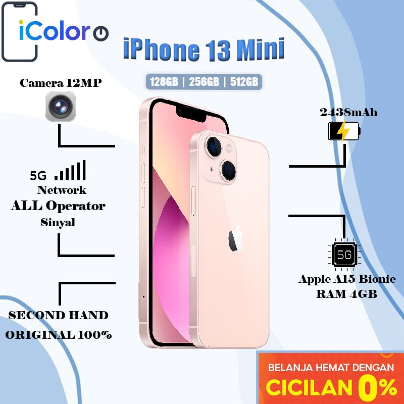 iPhone 13 Mini 128GB 256GB 512GB Secondhand Normal Full set Original 100% ex internasional Apple