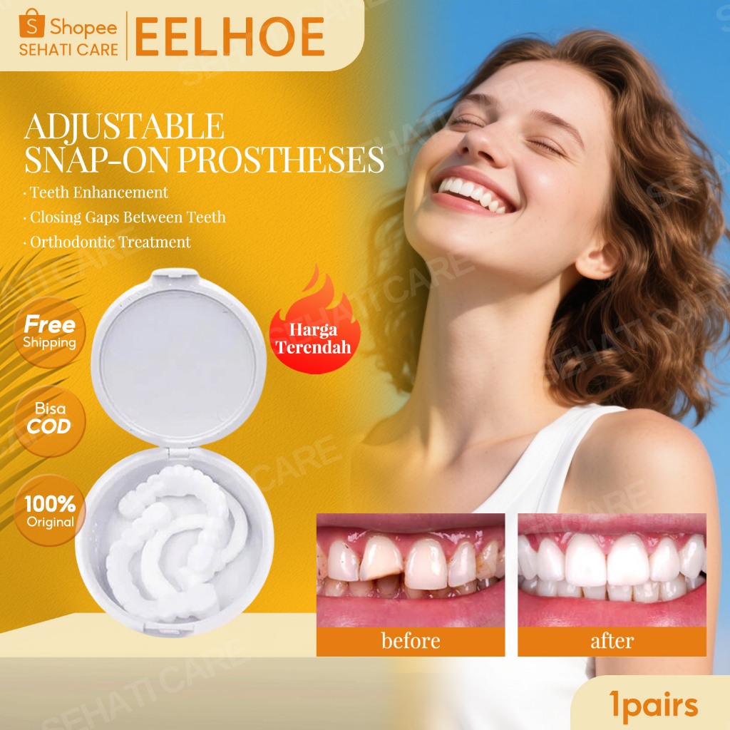 EELHOE Adjustable Snap-On Prostheses 100% Original Authentic Gigi Palsu 1 Set Atas Bawah Bisa Disesu