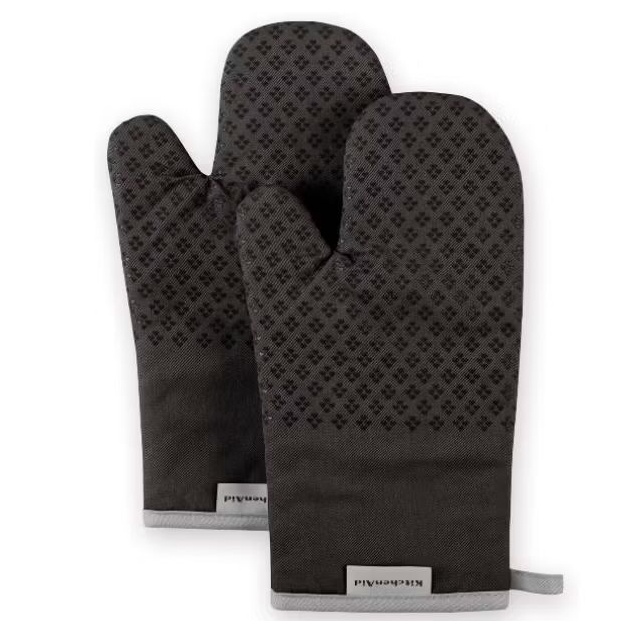 KitchenAid Asteroid Oven Mitt Set, 7"x12.5", Black, 2 Piece
