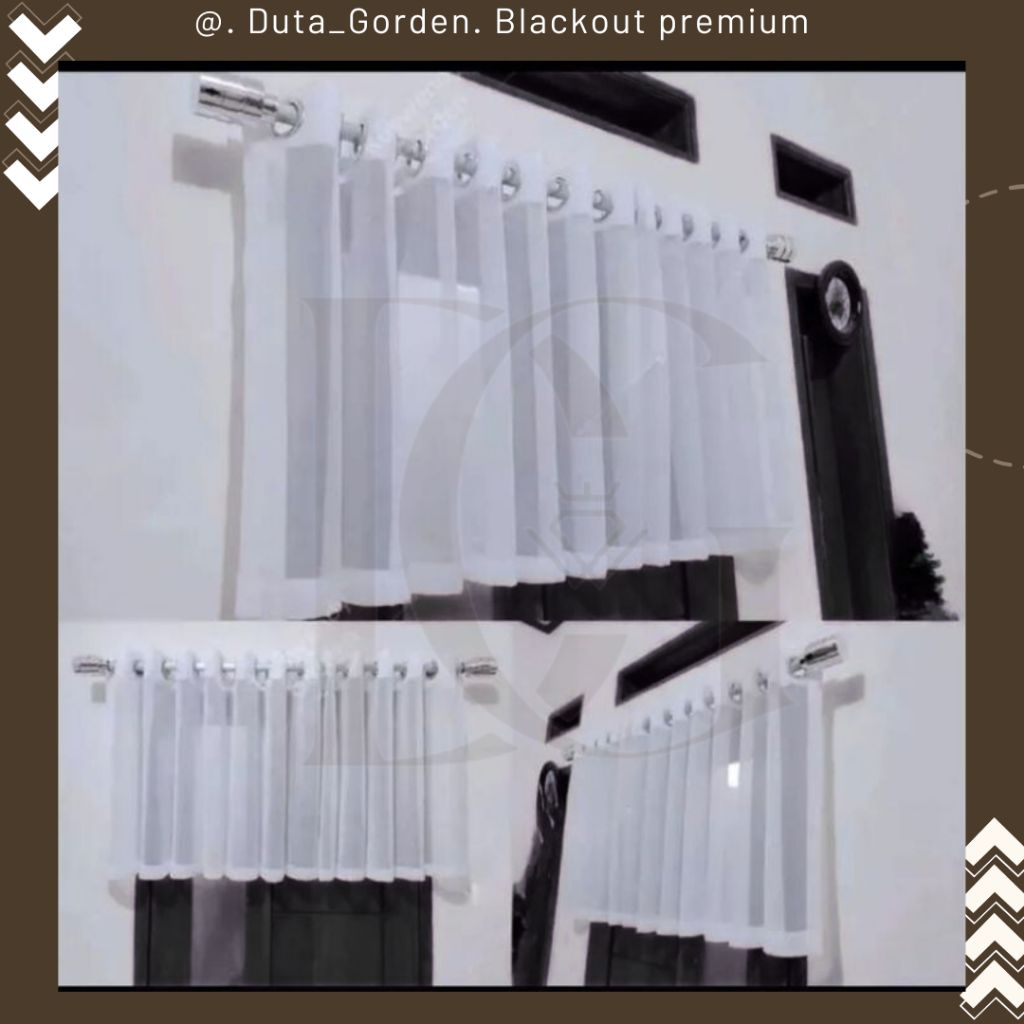 PONI VITRASE ,GORDEN PUTIH POLOS TRANSPARAN, LEBAR 130cm TINGGI 50cm