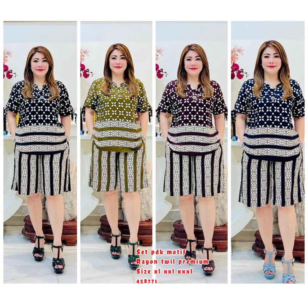 458771 Set Pendek Rayon Twill Premium // Setelan Wanita Rayon Twill Polos Premium // One set Viral K