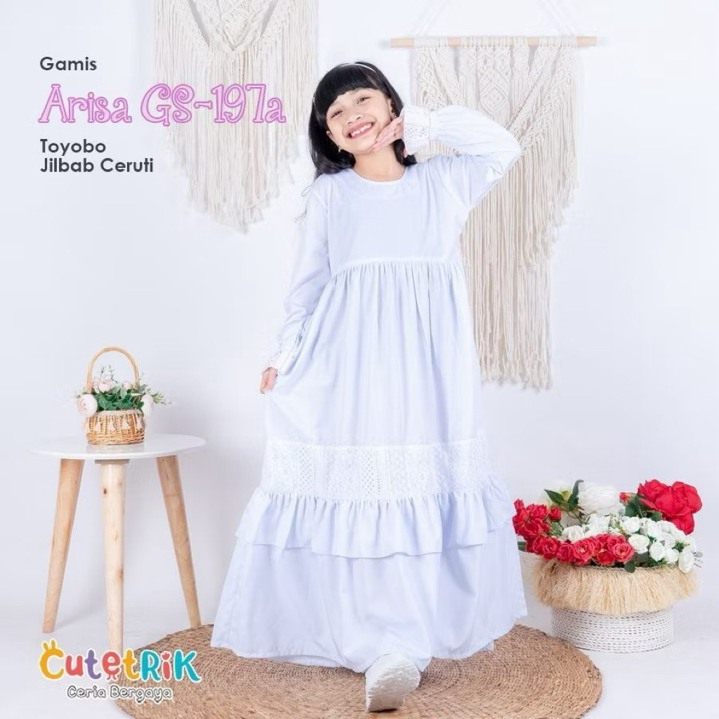 gamis arisa putih anak cutetrik arisa gs 197