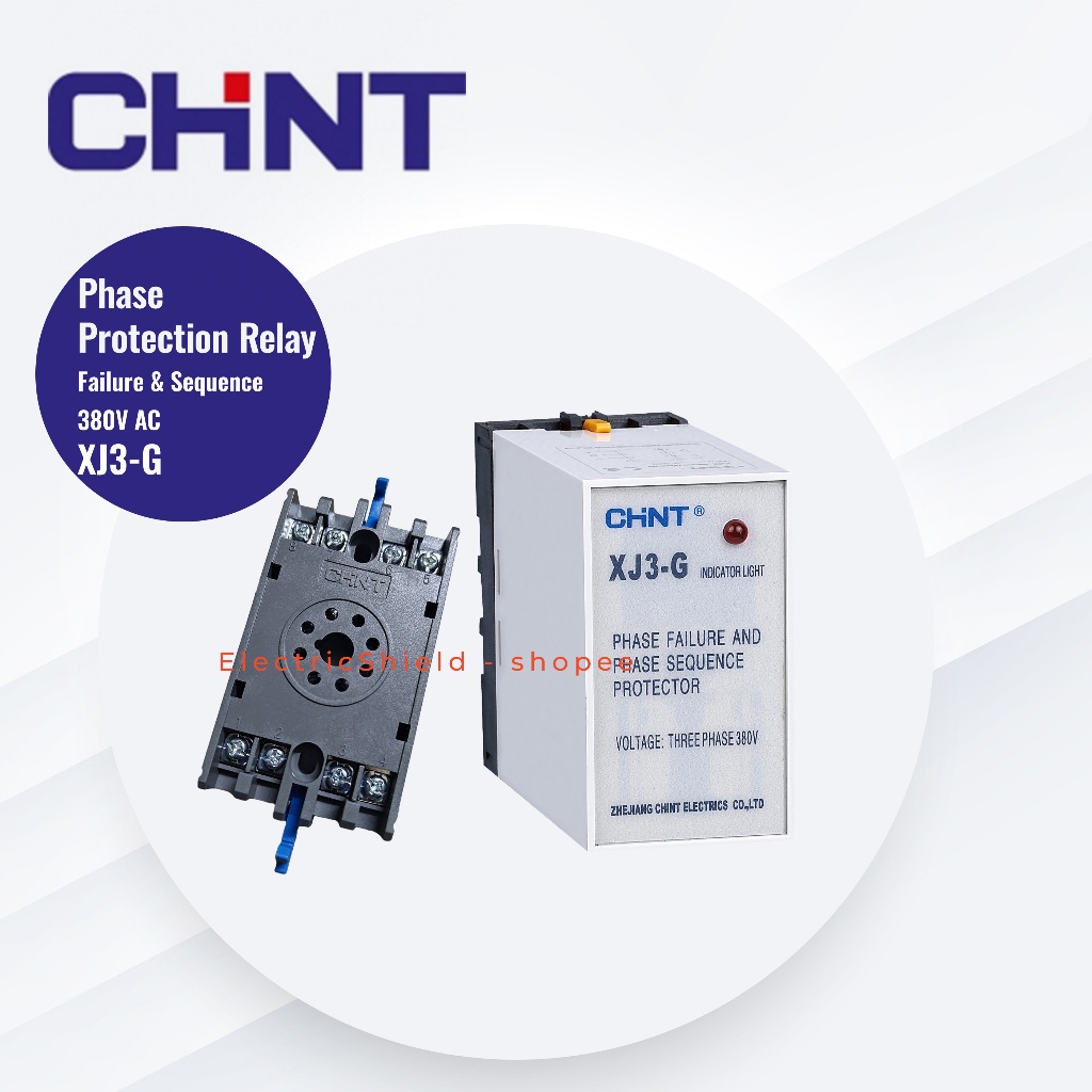 Phase Failure and Phase Sequence Protective Relay 380V + socket CHINT -  XJ3-G
