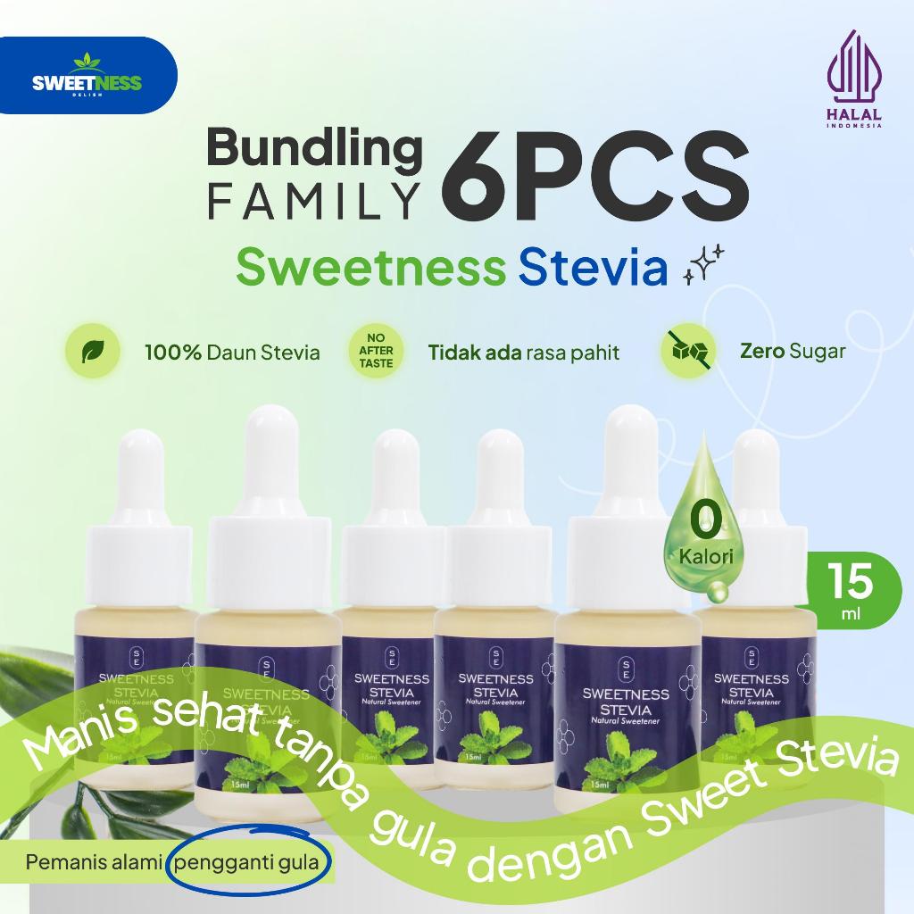 [Dapat 6 Botol] Sweetness Stevia 15ml - Pemanis Alami Diabetes & Diet Friendly - Stevia Cair