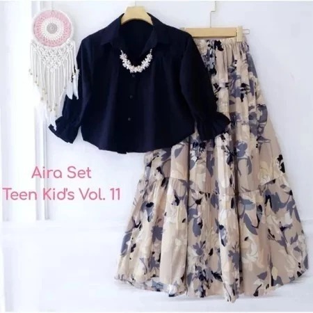 AIRA SET CRINKLE KOMBINASI RAYON KIDS (7THN-15THN) // SETELAN ANAK // ONE SET ANAK REMAJA // SETELAN