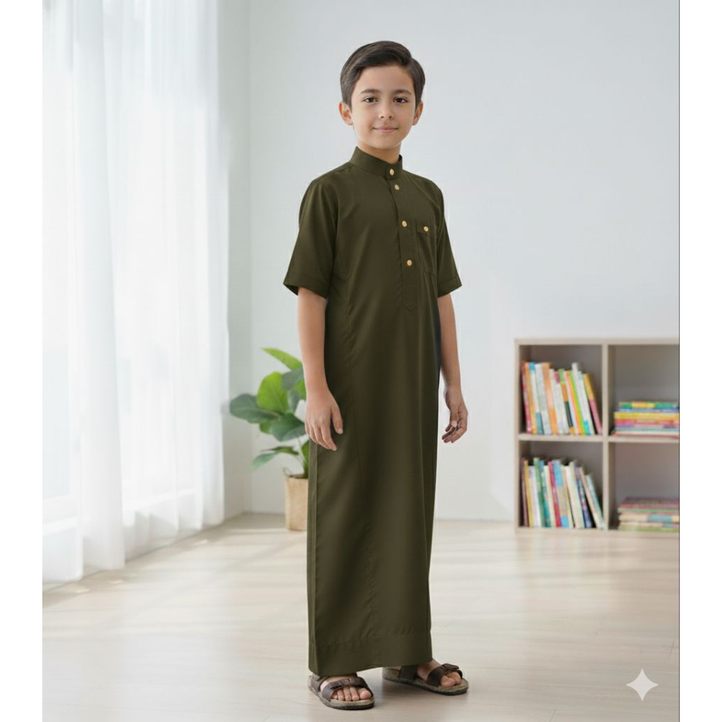 Jubah anak laki-laki tangan pendek umur 3-12 tahun