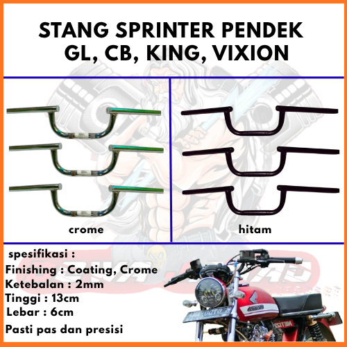 Stang Stir Sprinter Pendek Tebal GL CB King Vixion Crome