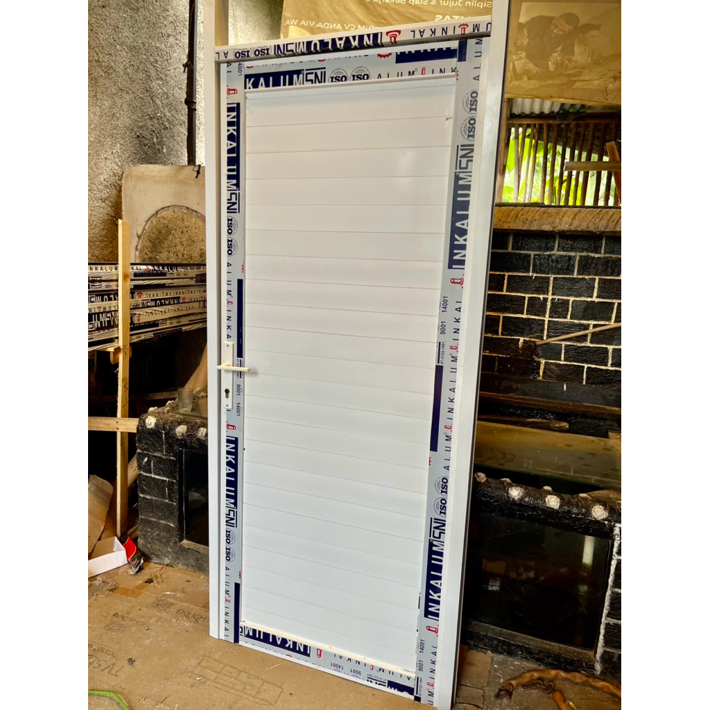 PINTU ALUMINIUM FULL PINTU PANEL + KUSEN T200cm x L80cm LENGKAP TINGGAL PASANG, BAHAN INKALUM TEBAL