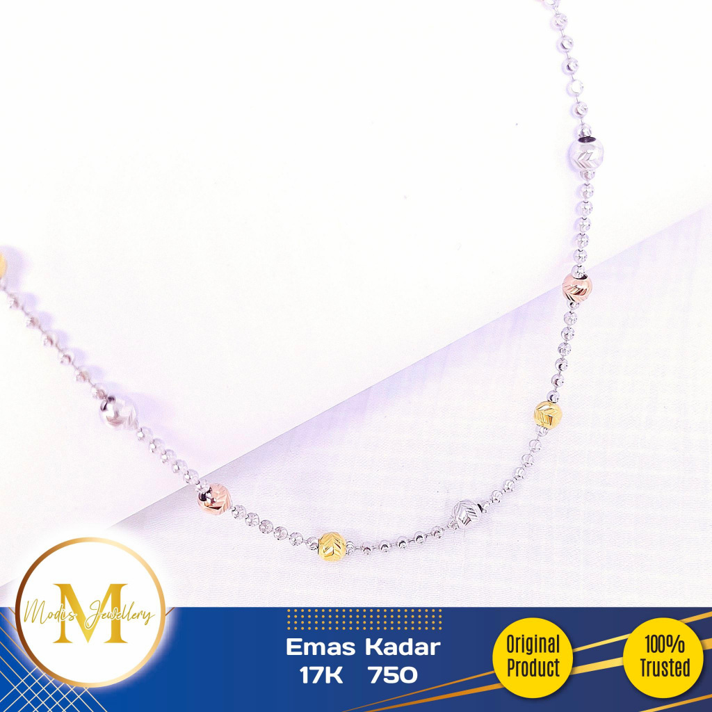 MODIS JEWELLERY - Kalung Biji Lada Candy Putih - Emas 17k  750