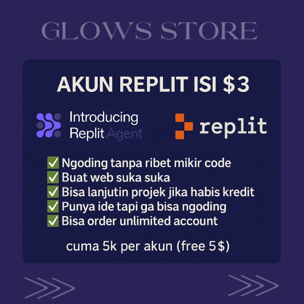 Akun Replit Rp.5k isi 3$