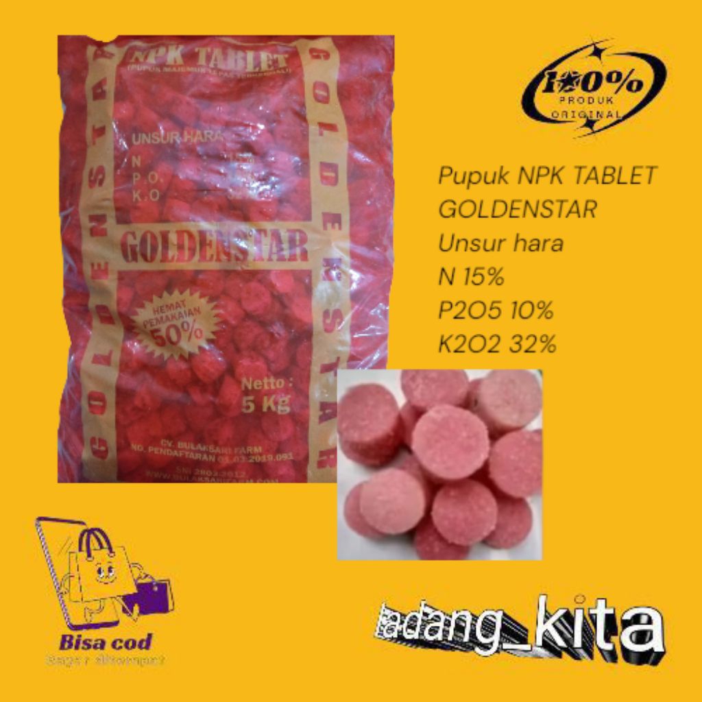 pupuk npk tablet GOLDENSTAR kemasan repeak 50 biji