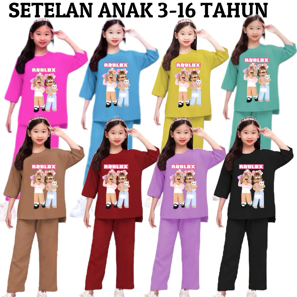 BAJU SETELAN ROBLOX ANAK / SETELAN ROBLOX ANAK / BAJU ROBLOX / SETELAN ANAK PEREMPUAN VIRAL / ROBLOX