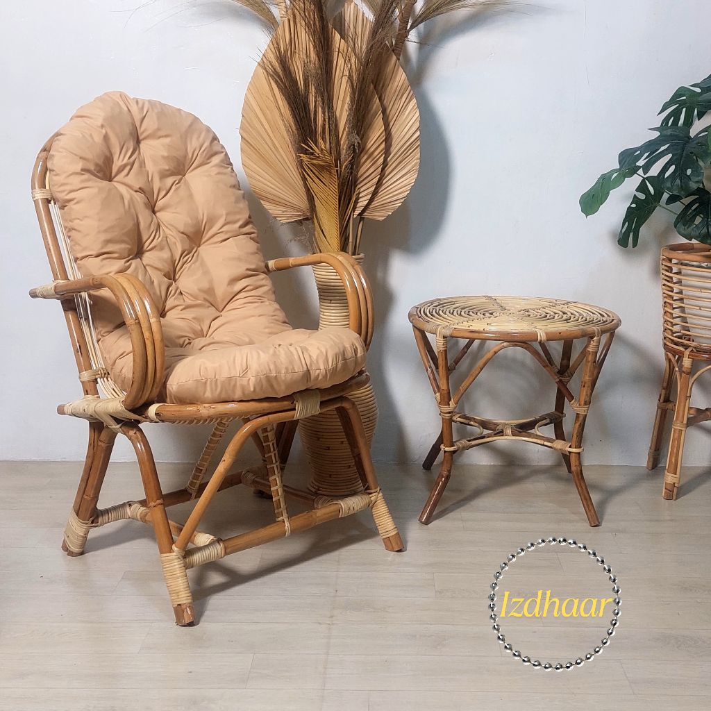 KURSI PENGKI ROTAN ALAMI SET BANTAL DUDUKAN / KURSI SLANGOR ROTAN ASLI MINIMALIS ROTAN ASLI