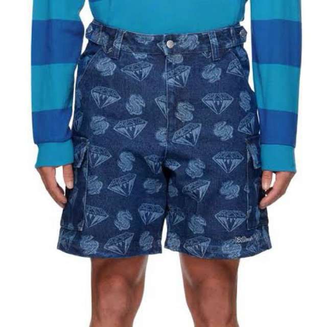 BBC ICECREAM EUrope Diamonds and Dollars Printed Denim Shorts Billionaire Boys Club Jorts big size b