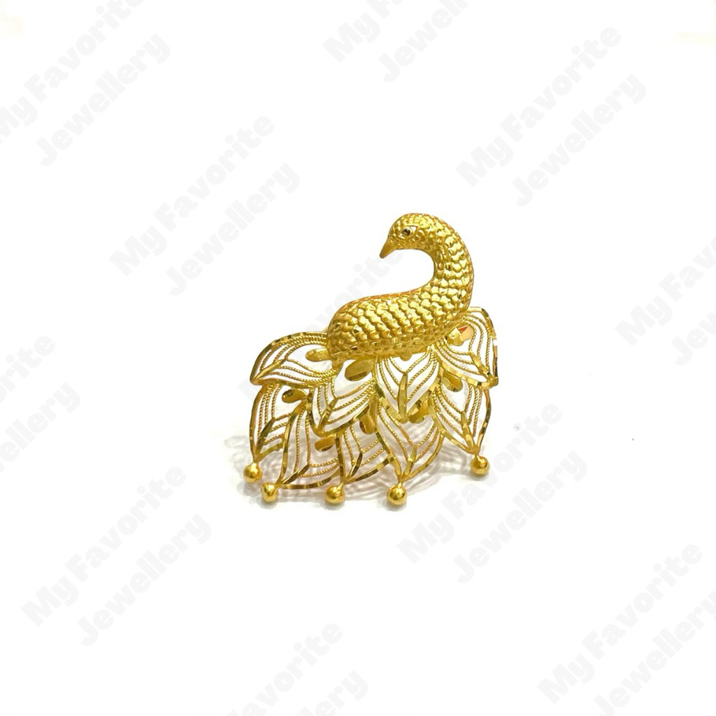 Cincin Adjustable Burung Merak Emas Asli Kadar 700 16K