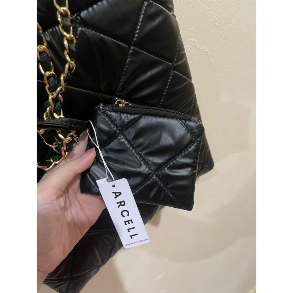tas arcell hitam rantai