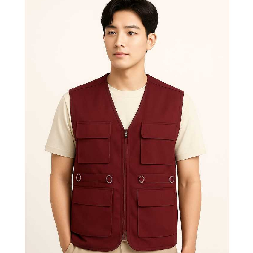 Vest Rompi Bahan Ripstop Motif 002 Pria Hiking Jaring Biru Muda